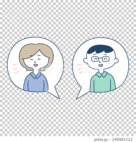 Chat icon set of smiling and surprised men and women Chat icon set of smiling and surprised men and women 140983123
