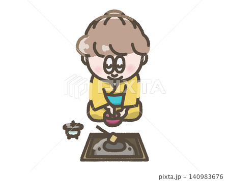お茶をたてる人物のイラスト お茶をたてる人物のイラスト 140983676