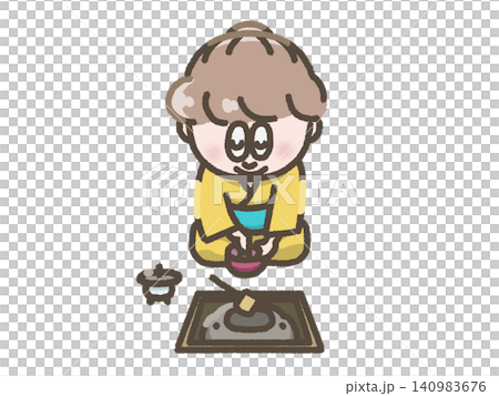 お茶をたてる人物のイラスト お茶をたてる人物のイラスト 140983676