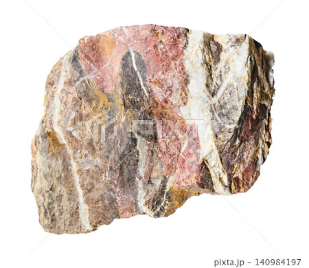 raw brecciated jasper rock isolated on white raw brecciated jasper rock isolated on white 140984197