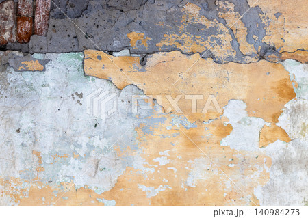 shabby peeled plastered wall of old factory shabby peeled plastered wall of old factory 140984273