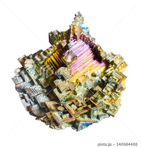 laboratory grown bismuth rock isolated on white laboratory grown bismuth rock isolated on white 140984488