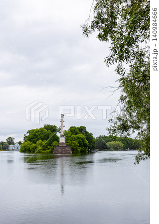 Great Pond with Chesme Column in Pushkin town Great Pond with Chesme Column in Pushkin town 140984666