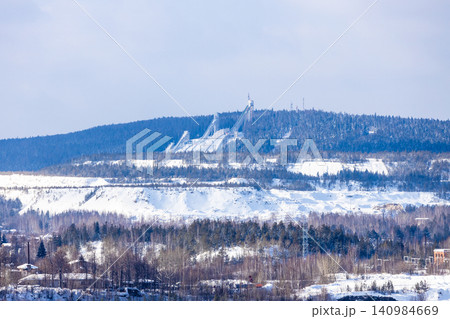ski jump complex on Mount Dolgaya in Nizhny Tagil ski jump complex on Mount Dolgaya in Nizhny Tagil 140984669