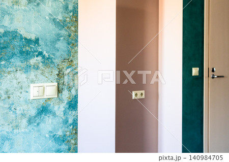 geometric pattern of green and pink walls in home geometric pattern of green and pink walls in home 140984705