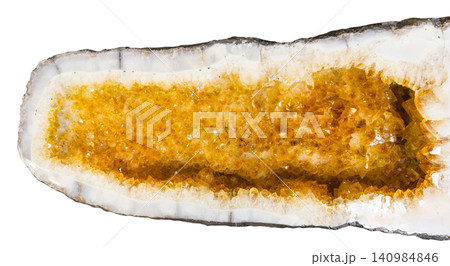 geode with citrine crystals isolated on white geode with citrine crystals isolated on white 140984846