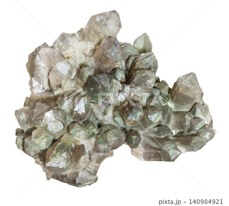 natural smoky and green quartz crystals isolated natural smoky and green quartz crystals isolated 140984921
