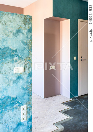 geometric pattern of green and pink wall and floor geometric pattern of green and pink wall and floor 140984932