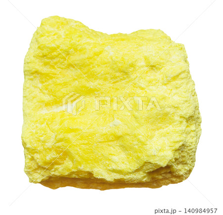 natural raw native sulfur rock isolated on white natural raw native sulfur rock isolated on white 140984957