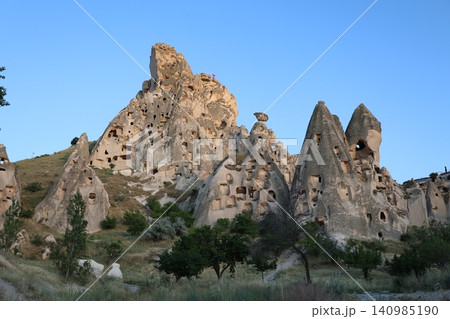 Cappadocia rocky landscape. historical unique ancient open-air museum ruins. Rocky landscape trail.High quality 4k footage Cappadocia rocky landscape. historical unique ancient open-air museum ruins. Rocky landscape trail.High quality 4k footage 140985190