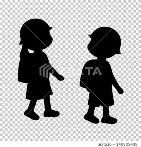 Illustration material of a silhouette of an elementary school student going to school Illustration material of a silhouette of an elementary school student going to school 140985409