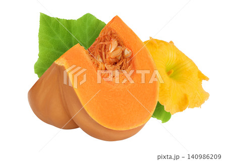 Fresh orange pumpkin isolated on white background with full depth of field Fresh orange pumpkin isolated on white background with full depth of field 140986209