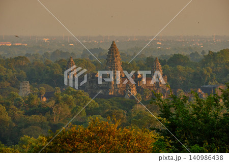 Sunset view of Angkor Wat Temple from Phnom Bakeng Temple. 140986438