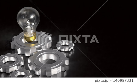 Innovative Light Bulb And Engineering Gear Concept 3d render. Innovative Light Bulb And Engineering Gear Concept 3d render. 140987331