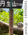 兵庫県神戸市の丹生山山頂（標高515m）の山頂標識と登山道の風景※作品コメント欄に撮影位置 140990041