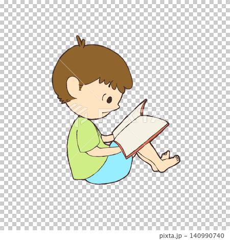 座って本を読む子供のイラスト 140990740