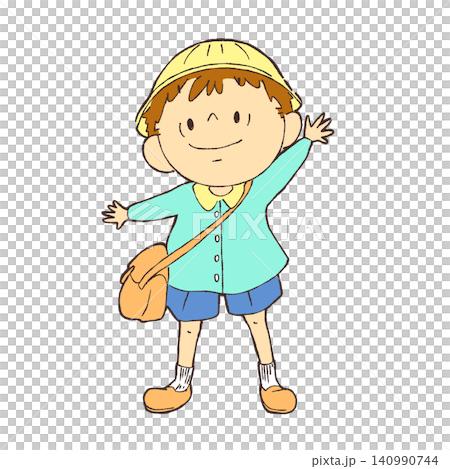 Illustration of a child waving Illustration of a child waving 140990744
