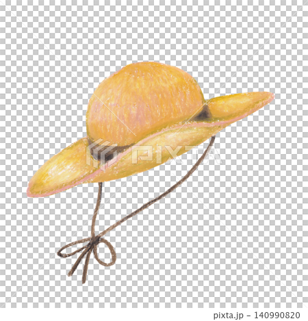 Straw hat with string, oil pastel painting Straw hat with string, oil pastel painting 140990820