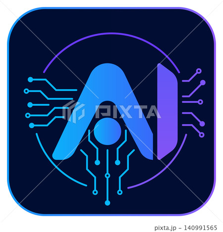 AI artificial intelligence icon with circuit lines AI artificial intelligence icon with circuit lines 140991565
