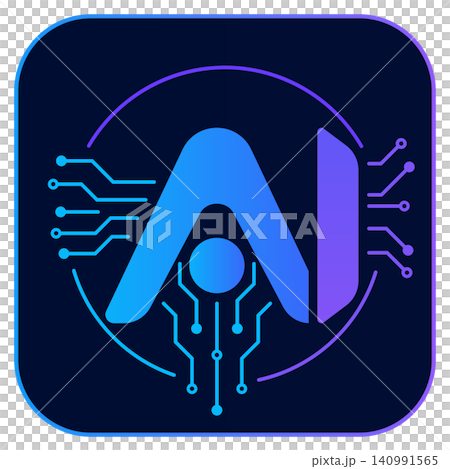 AI artificial intelligence icon with circuit lines AI artificial intelligence icon with circuit lines 140991565
