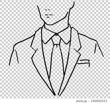 Simple illustration, monochrome line drawing, man in a suit. Simple illustration, monochrome line drawing, man in a suit. 140992033