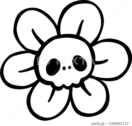 Cute Girly Halloween Outline Skull Flower Doodle Hand Drawing Cute Girly Halloween Outline Skull Flower Doodle Hand Drawing 140992117