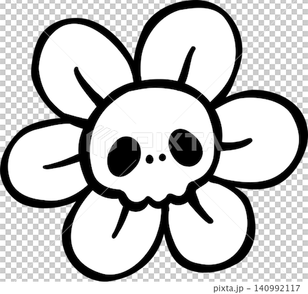 Cute Girly Halloween Outline Skull Flower Doodle Hand Drawing Cute Girly Halloween Outline Skull Flower Doodle Hand Drawing 140992117
