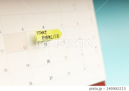 Start Exercise note, healthy lifestyle, fitness motivation and beginning of personal wellness Start Exercise note, healthy lifestyle, fitness motivation and beginning of personal wellness 140992213