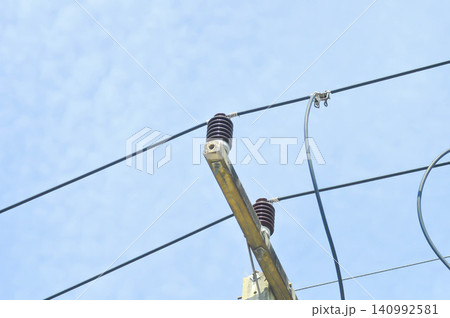 electricity pole , cloud and sky electricity pole , cloud and sky 140992581
