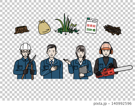 草刈り、伐採業者のイラスト 草刈り、伐採業者のイラスト 140992596