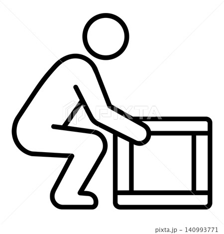 Safe Lifting Posture and Ergonomics Line Art Icon Safe Lifting Posture and Ergonomics Line Art Icon 140993771