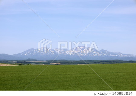 六月の北海道、春の北海道、初夏の北海道、丘のまち美瑛の北西の丘展望公演から眺める美瑛の街と十勝岳連邦 六月の北海道、春の北海道、初夏の北海道、丘のまち美瑛の北西の丘展望公演から眺める美瑛の街と十勝岳連邦 140993814