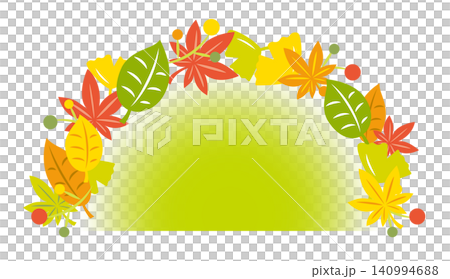 Autumn leaves and nuts in a semicircular frame Autumn leaves and nuts in a semicircular frame 140994688