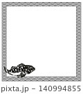 カサゴの切り絵風四角フレームイラストモノクロ 140994855