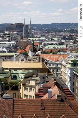 Vienna, Austria - June 13, 2023: View of Vienna from the observation deck of St. Stephen's Cathedral 140995019