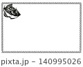カワハギの切り絵風四角フレームイラストでモノクロ 140995026