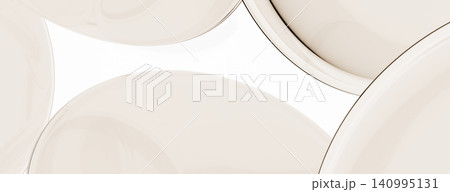 Abstract minimalist 3D background. Glossy beige spheres and smooth curves framing a white copy space. Premium panoramic design. Abstract minimalist 3D background. Glossy beige spheres and smooth curves framing a white copy space. Premium panoramic design. 140995131
