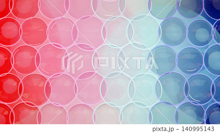 Abstract 3D Glass Circles Pattern, Vibrant Red to Blue Gradient Geometric Background 140995143