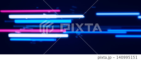 Abstract futuristic neon light trails. Cyberpunk motion blur background with glowing pink and blue lines. Abstract futuristic neon light trails. Cyberpunk motion blur background with glowing pink and blue lines. 140995151
