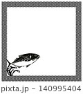 アジのワンポイントが入った四角い飾り枠イラスト 140995404