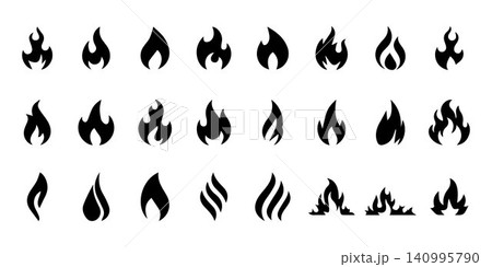 Fire icon collection with flame symbols, burning effects and energy elements for modern design, branding and vector graphics Fire icon collection with flame symbols, burning effects and energy elements for modern design, branding and vector graphics 140995790