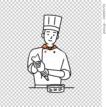 ケーキを作るパティシエの若い男性 ケーキを作るパティシエの若い男性 140995791