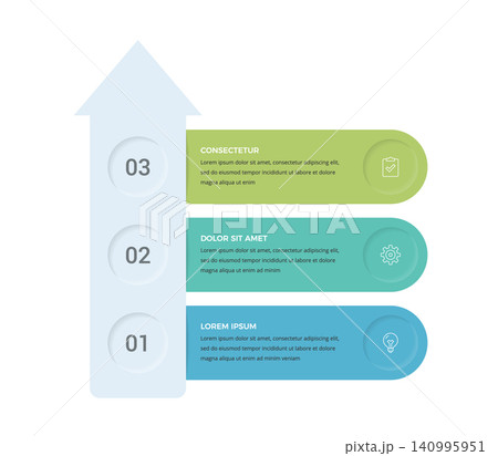 Arrow Process Infographic with Three Steps 140995951