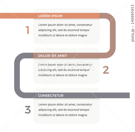 Curved Timeline Business Infographic Template with Three Steps Curved Timeline Business Infographic Template with Three Steps 140995953