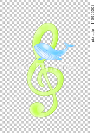 Musical note with a whale 140996005