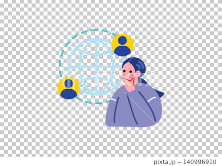 リモートワークする女性のイラスト リモートワークする女性のイラスト 140996910