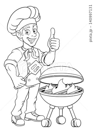 Chef Cartoon Barbecue Cook Man Mascot Character Chef Cartoon Barbecue Cook Man Mascot Character 140997131