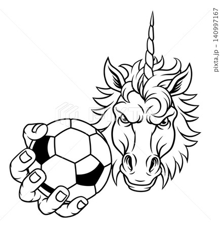 Unicorn Horse Soccer Football Sports Team Mascot Unicorn Horse Soccer Football Sports Team Mascot 140997167