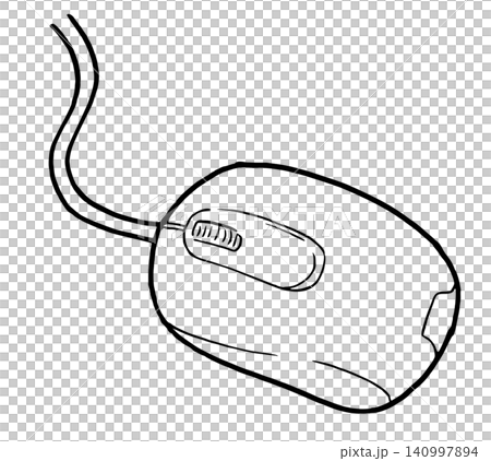 Simple illustration, monochrome line drawing, mouse Simple illustration, monochrome line drawing, mouse 140997894