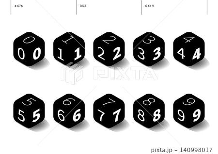 サイコロの0から9までの数字のセット_076 サイコロの0から9までの数字のセット_076 140998017